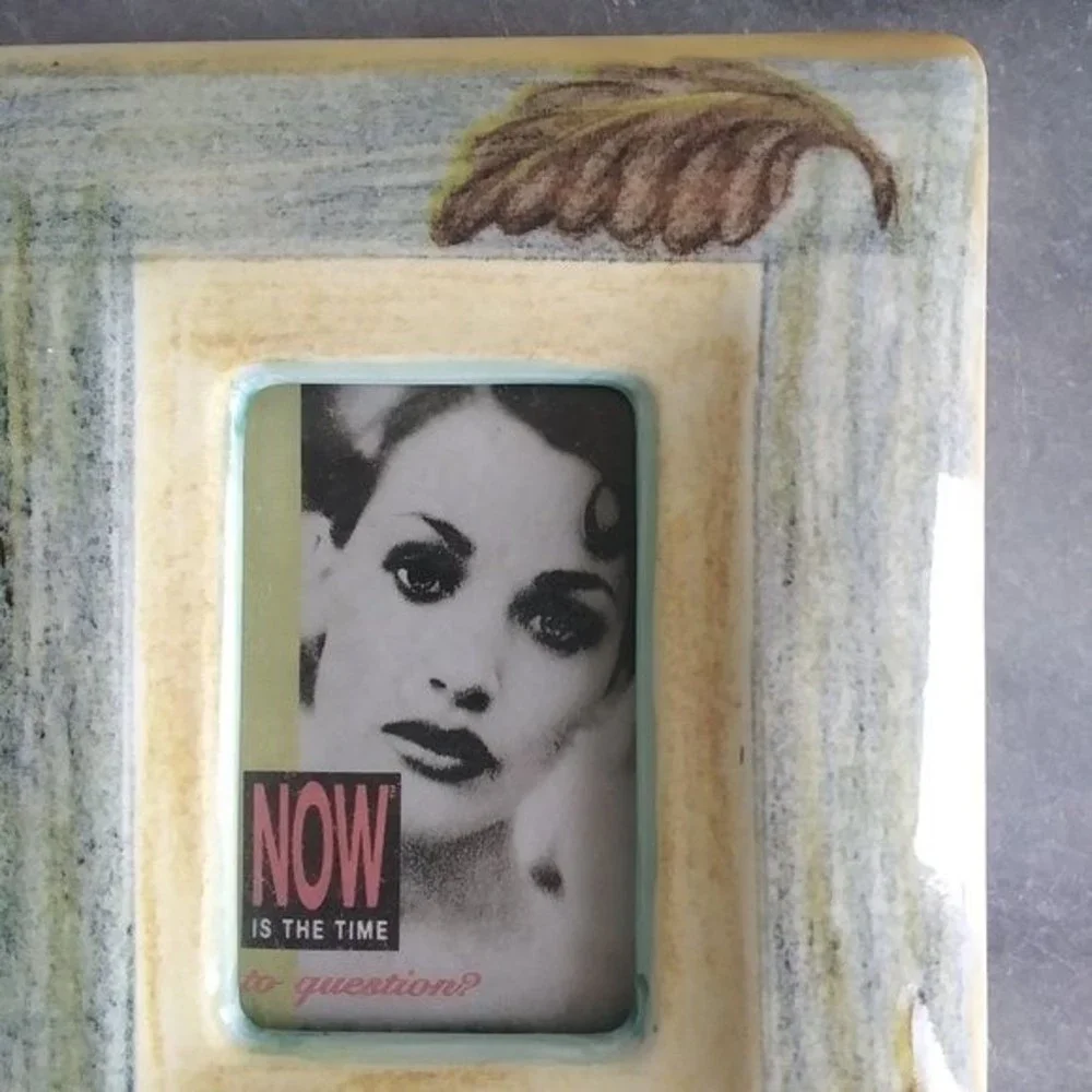 Ceramic Photo Frame with Leaf Motif
